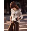 Women's Retro Jacquard Knit Cardigan with Lamb Wool