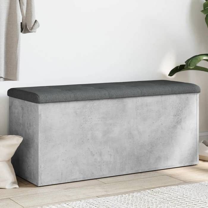 VidaXL Banc de Rangement, Coffre de Rangement avec Coussin, Organisateur de Vêtements Jouets Couloir Salon, Moderne, Gris 835057