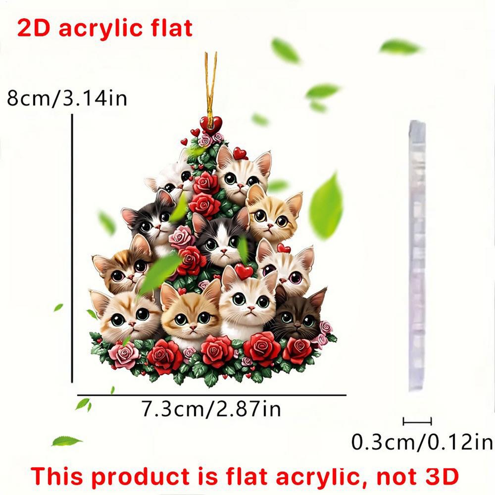 

Car Rear View Mirror Ornament 2 Pieces 2D Acrylic Cute Dog Party Supplies Cute Valentine s Cat Ornament For Kids Friends Tree