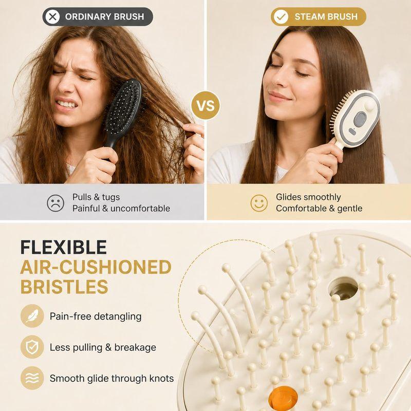 Spray Air Cushion Comb for Women Electric Retractable Hair Massage Brush for Thick Fine Curly Hair Electric Steam Brush for Hair