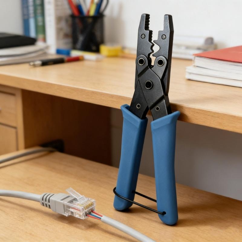 Professional Metal Crimping Tool For RJ45 Connectors With Wire Stripping And Cutting Functions Ideal For Networking Installations