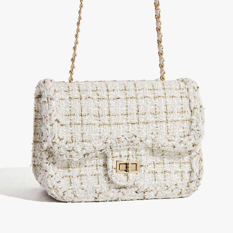 

Woven niche temperament light luxury small fragrant woolen bag women s new chain single shoulder messenger bag