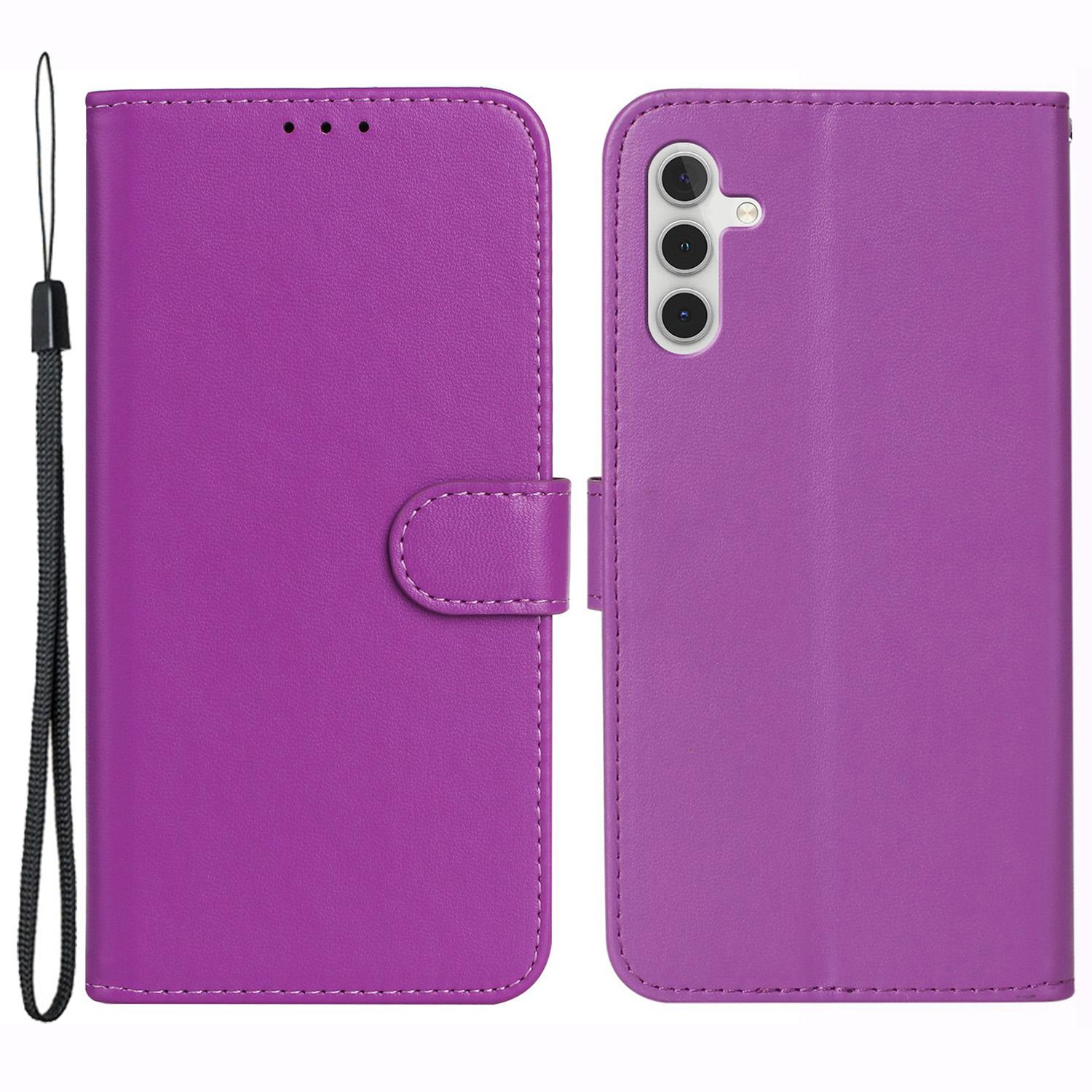 

For Samsung Galaxy S24 FE Case Wallet PU Leather Solid Color Phone Cover Purple