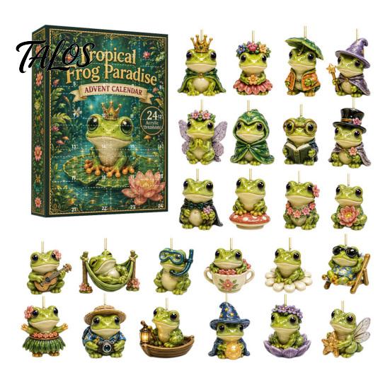 Christmas Tree Hanging Ornaments Frog Advent Calendar 2026, 24 Days Countdown with Pcs 2D Holiday Pendant Acrylic Ornaments, Cute Pendants for