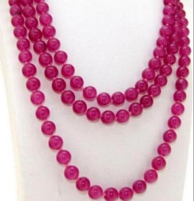 Long 50" Necklace Jade 8mm Round Beads Knotted Each Beads Single