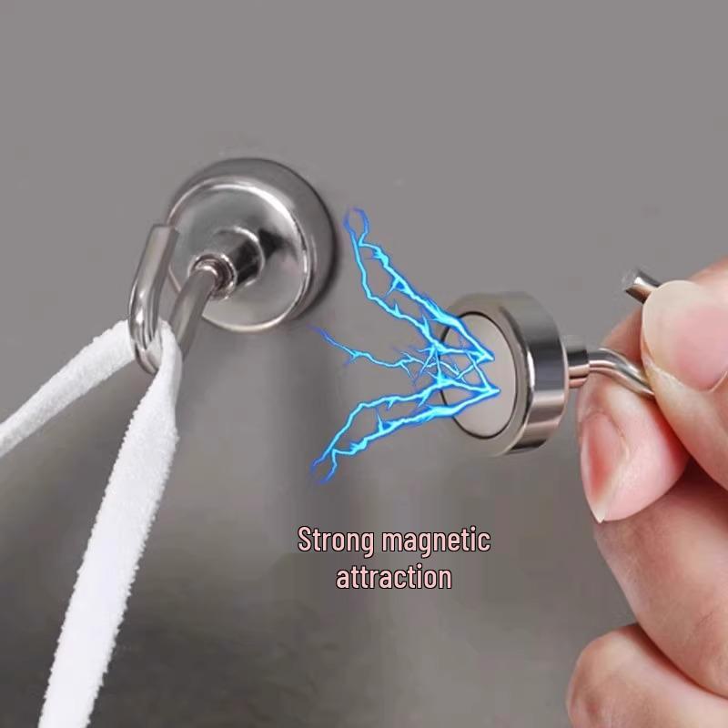 Magnetic Adhesive Hooks: No-Drill, Traceless Wall-Mount for Refrigerator or Door