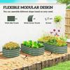 Galvanised Raised Garden Bed, Metal Planter Box with Safety Edging, for Flowers, Herbs, Succulents, Green