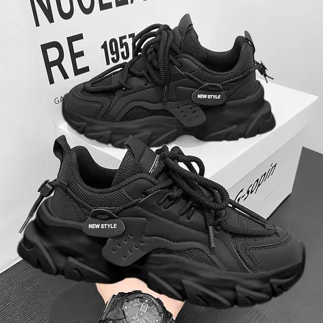 Men's Shoes Summer Breathable 2025 New Casual Sports Shoes Mesh Thick Sole Height Increasing Dad Work Safety Shoes
