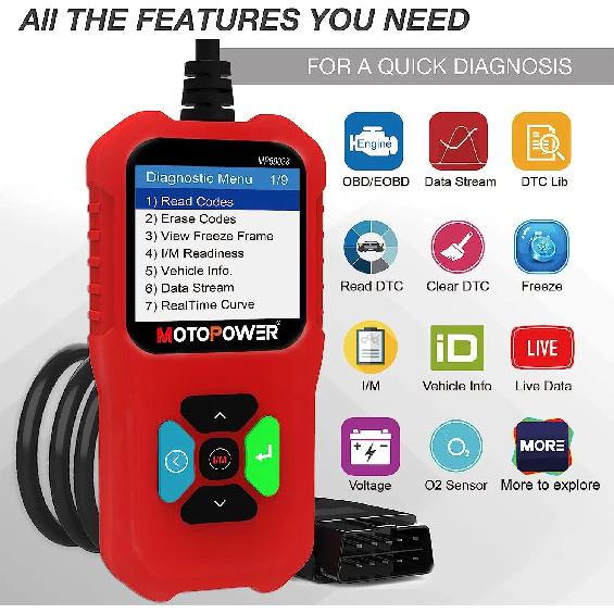 MOTOPOWER MP69038 Car OBD2 Scanner Code Reader Engine Fault Code Reader Scanner CAN Diagnostic Scan Tool - Elite Edition