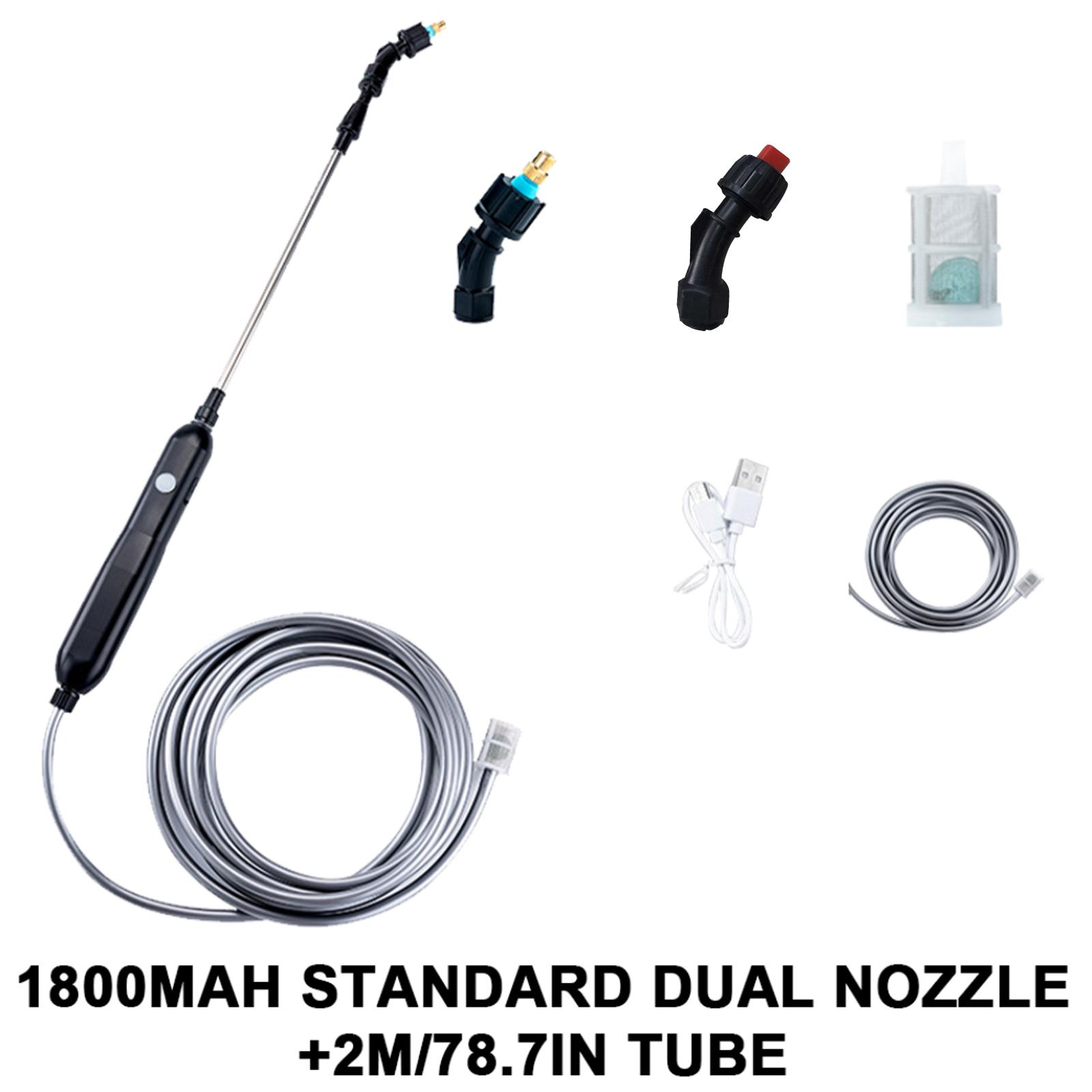 1800mAh Electric Sprayer Automatic Spray Gun Garden Plant Mister Rechargeable Irrigation Tools with 2 Nozzles and 2M Hose
