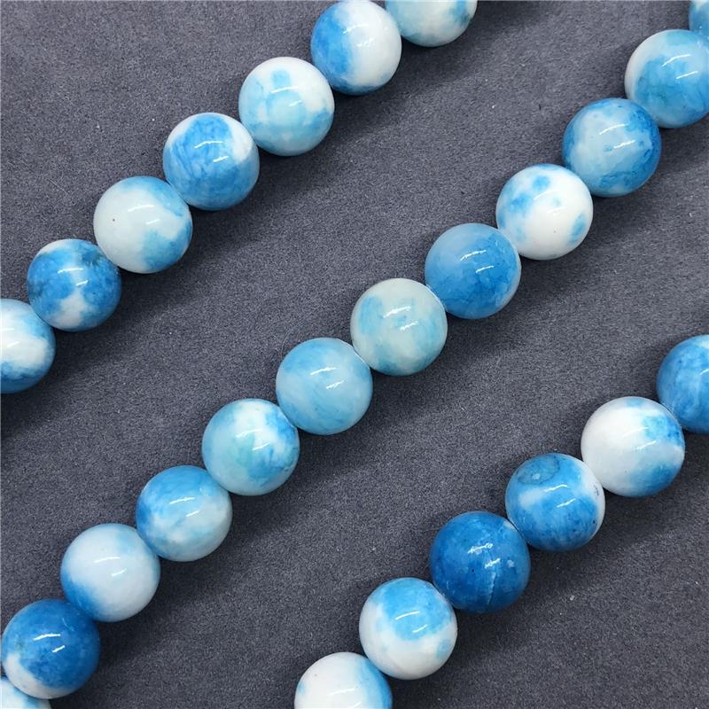 Persian Chalcedony Blue White Loose Beads Round Beads DIY Bracelet Necklace Jewelry
