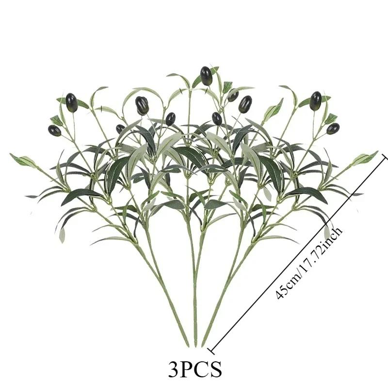 1/3/6PCS Artificial Olive Leaves Tree Branch Green Plant with Fruit for Home Garden Vase Decoration Wedding Bouquet Silk Flowers