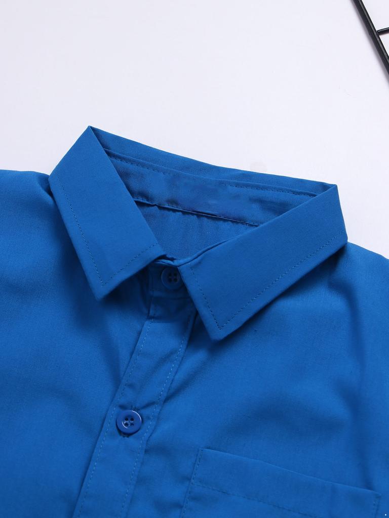 Chlapecká formální košile s dlouhým rukávem, s límečkem, zapínací na knoflíky, jednobarevná, ležérní top s náprsní kapsou