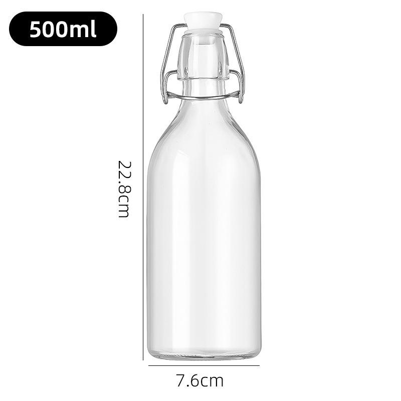 Multi-functional Thickened Transparent Glass Snap-on Bottle for Homebrewed Fruit Wine & Beverages