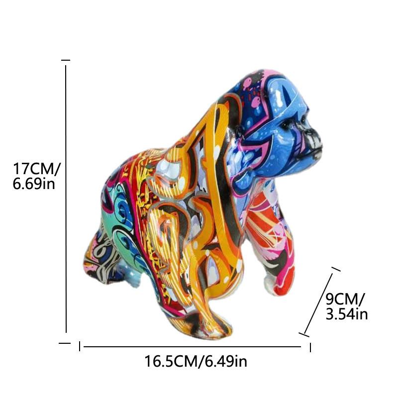 Creative Cartoon Graffiti Gorilla Sculpture, Resin Crafts, Home Decoration, Indoor, Living Room, Office, Animal Sculptures
