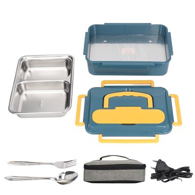 Beheizte Lunchbox 1,5 Liter ABS Edelstahl Plug and Play Dicht Auslaufsicher Elektrische Lunchbox mit Gabel Löffel Tasche