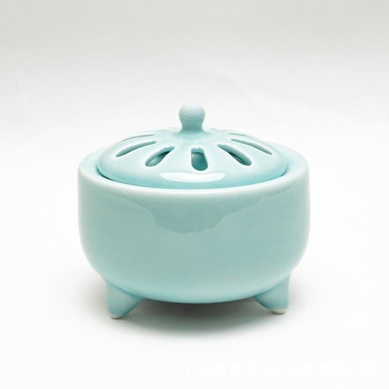 Light Blue Ceramic Electric Incense Burner Indoor Agilawood Sandalwood Incense Home Decoration Religious Supplies Incense Powder