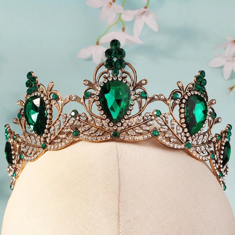 Metal Princess Tiara Shiny Rhinestone Crown Elegant Baroque Crown  Wedding