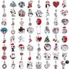 925 Silver Christmas Tree Snowman Reindeer Santa Claus Sled Bell Bead Pendant DIY Exquisite Jewelry European Original Series