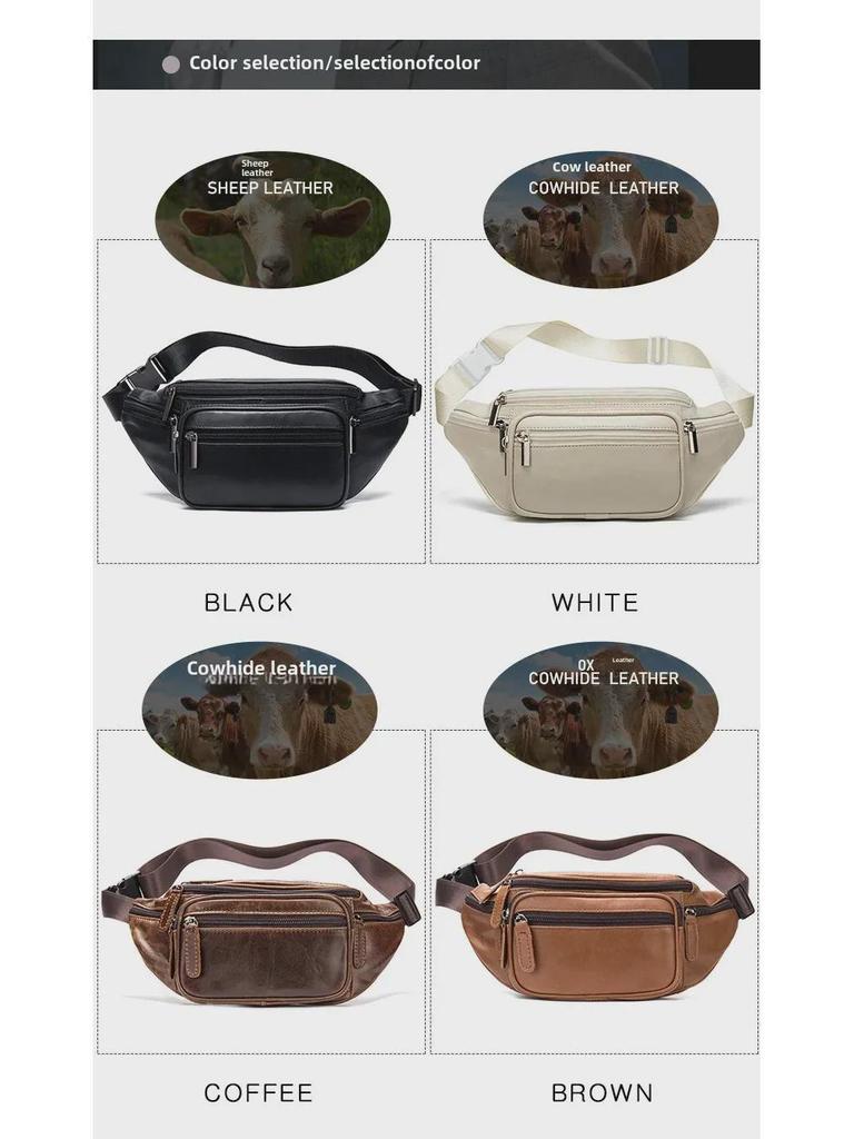 Męska czarna skórzana torba crossbody/nerka ze skóry owczej na outdoor i rekreację 8879