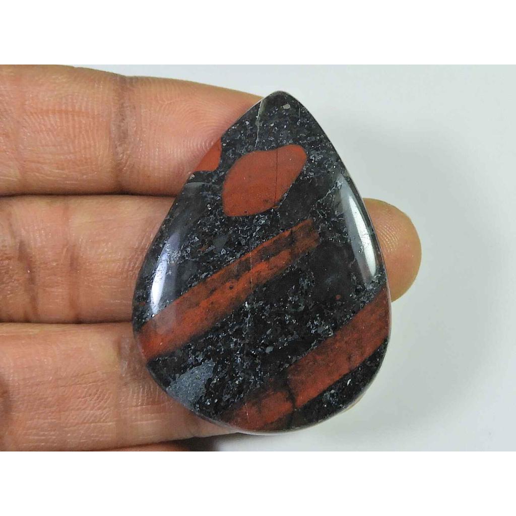 Natural Bloodstone Palm Crytsal 48Cts. Pear Cabochon Loose Gemstone 30X40MM SK-2652