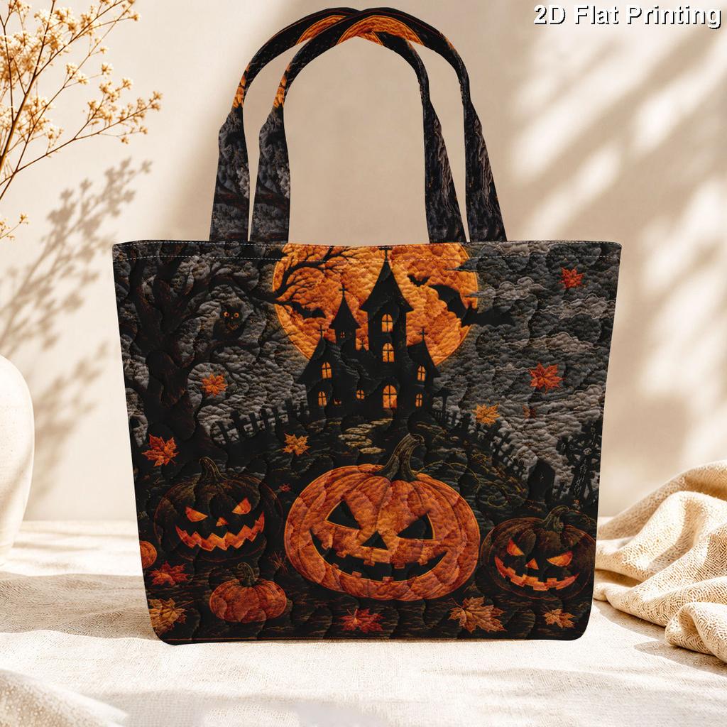 1 Stück Halloween Fledermaus Kürbis gesteppte Tragetasche Große Kapazität Leichte Damen Umhängetasche für Reisen & Einkaufen