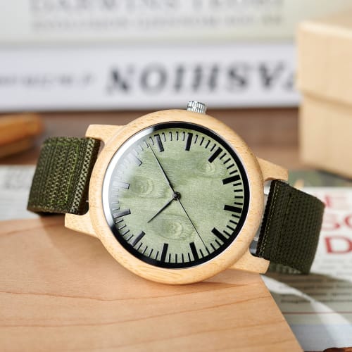 BOBO BIRD B045 Bamboo Watch with Nylon Band, 40mm Diameter
