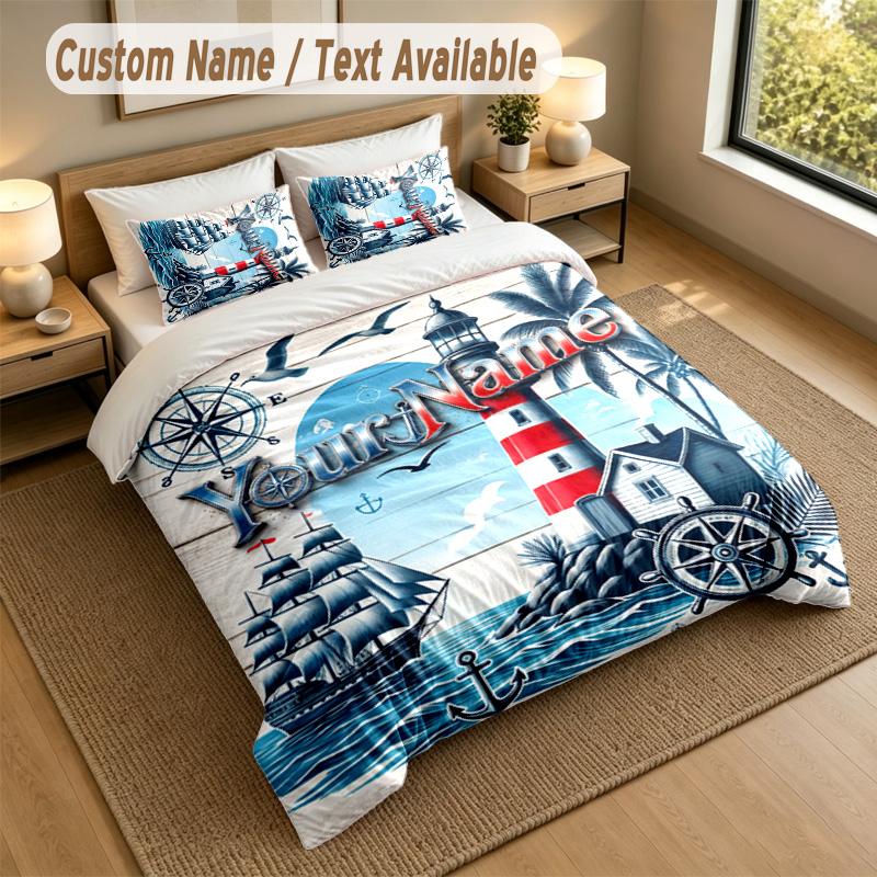 Adventure Journey Theme Personalized 3Pcs Bedding Set Custom Text & Name 1 Sheet 2 Pillowcases Household Bedding 1pc