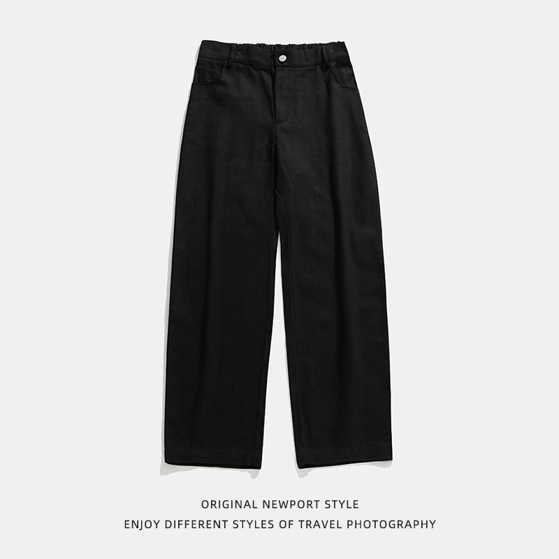 Japanese Style Men's Vintage Cotton Trousers Casual Spring Autumn Pants Solid Slightly Loose Long Pants