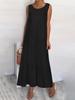 2025 European Summer Cotton Linen Sleeveless Loose Fit Plus Size Dress