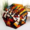 Retro Art  pattern, automatic folding umbrella, portable and foldable design, 8 ribs, a Christmas or birthday gift.