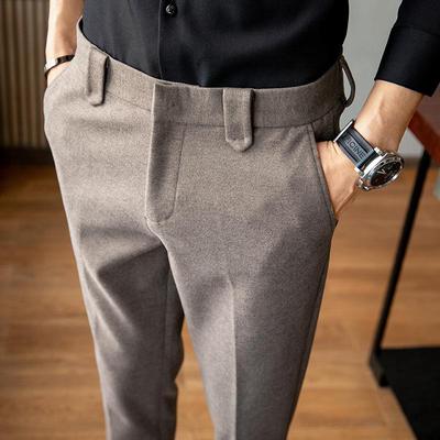 Herr Slim-Fit Ull Tweed Byxor för Höst/Vinter - Lediga Nio-Punkts Kostymbyxor