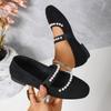 Round Toe Shallow Mouth Single Shoes Autumn New Suede Pearl Suede Soft Sole Non-slip Wear-resistant Low Heel Shoes