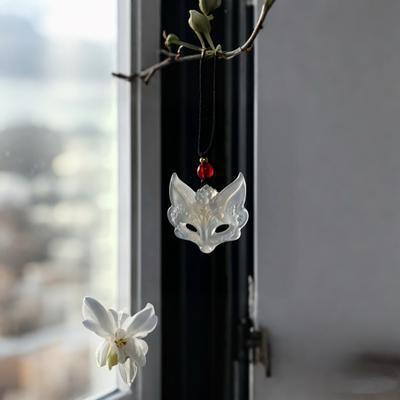Collana Pendente Maschera di Volpe Guardiano Estetica Tradizionale Cinese Cavo Intrecciato Unisex Regalo per Coppie