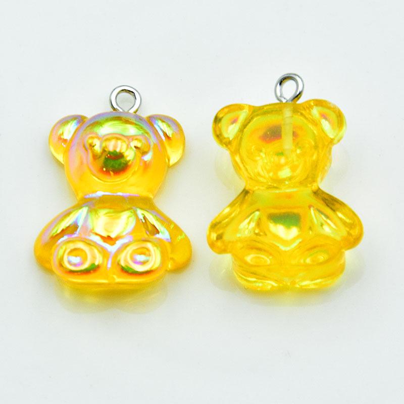 Colorful Resin Cartoon Bear Keychain: Cute Electroplated AB Pendant for DIY Jewelry