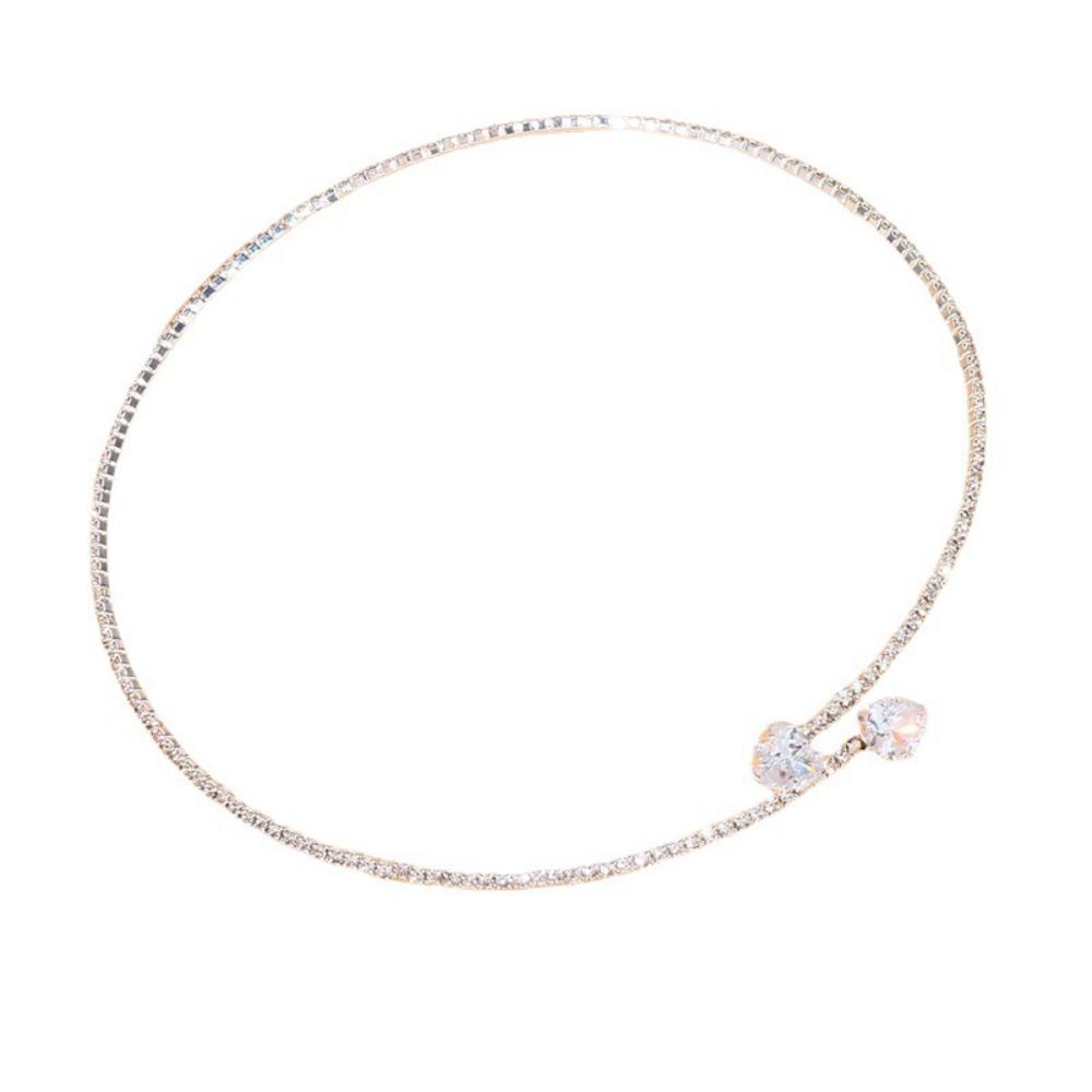 Rhinestone Large Pearls Necklace Korean Style Open Collar Necklace Heart Collar Choker  for Women