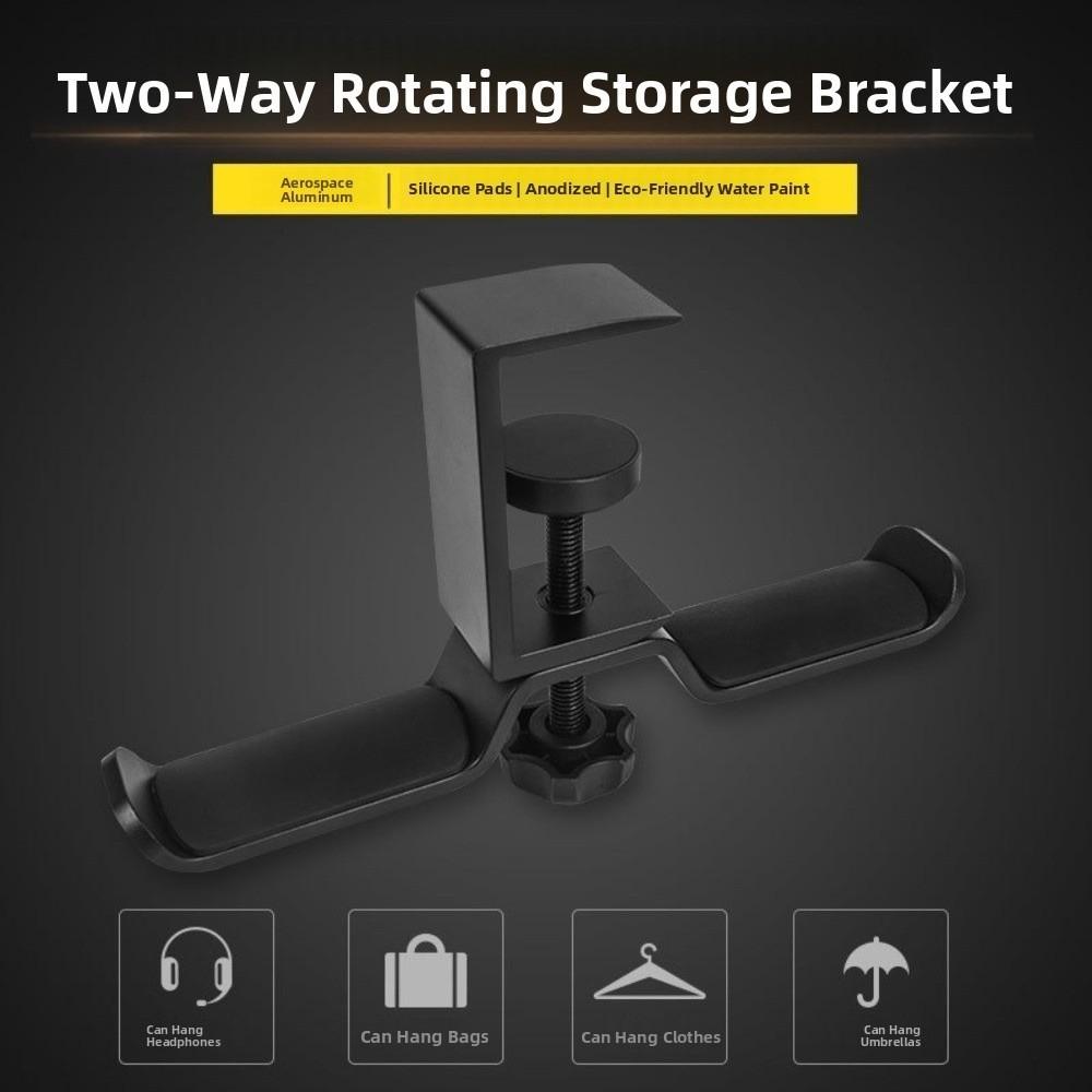 Double Hook Headphone Stand Aluminum Zinc Zinc Alloy Headset Rack Holder Desk Clamp on Hook  For Under Desk