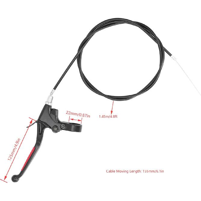 22mm Handlebar Brake Lever Brake Accessories with 1.45m Cable Left for 2 Stroke Mini Quad ATV