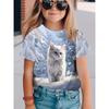 Summer Round Neck 3D Printed Top Fashionable Casual Short Sleeved Children's Girl T-shirts