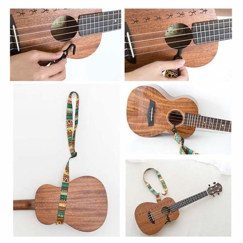 FUKUSHOP Ukulele Strap, Mini Guitar Strap, Ukulele Neck Strap, Hook Type, No Hole Drilling Required, Hooks Over the Sound Hole, Adjustable Length, Cut