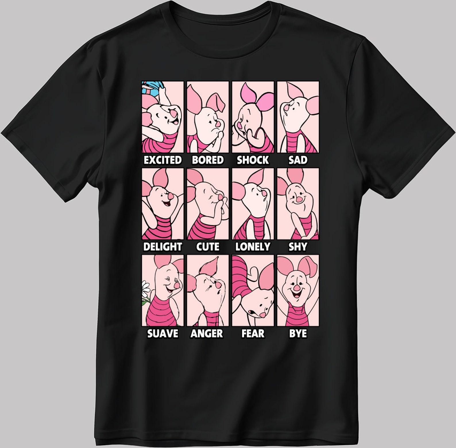 Piglet Moods Short Sleeve White-Black Men s / Women s T-Shirt C548 S