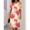 Plus Size - Women's Floral Dress, Suitable for Spring and Summer, Casual Short Sleeve Round Neck Style, Plus Size Women's Clothing