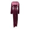 Women's Fashion Solid Color  Long Sleeve Satin Soft Waist And  Dress