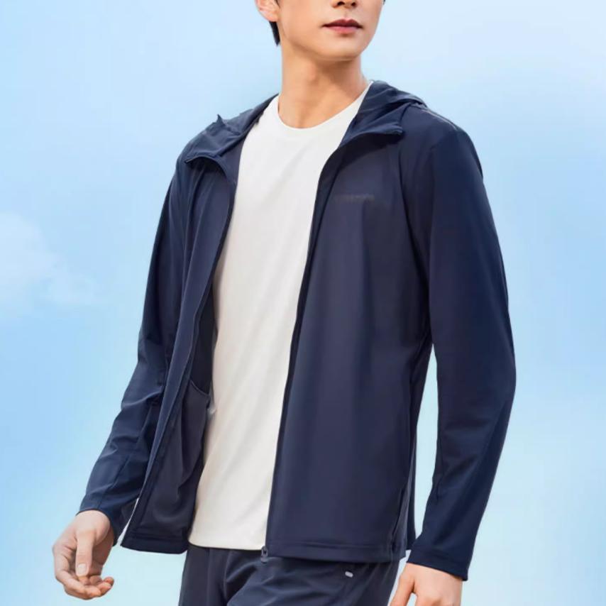 Skechers Godri Performance Series Moisture-Wicking Quick-Dry Hooded Comfortable Long Sleeve Jacket Men jackets Navy-Blue P225M155-02MZ