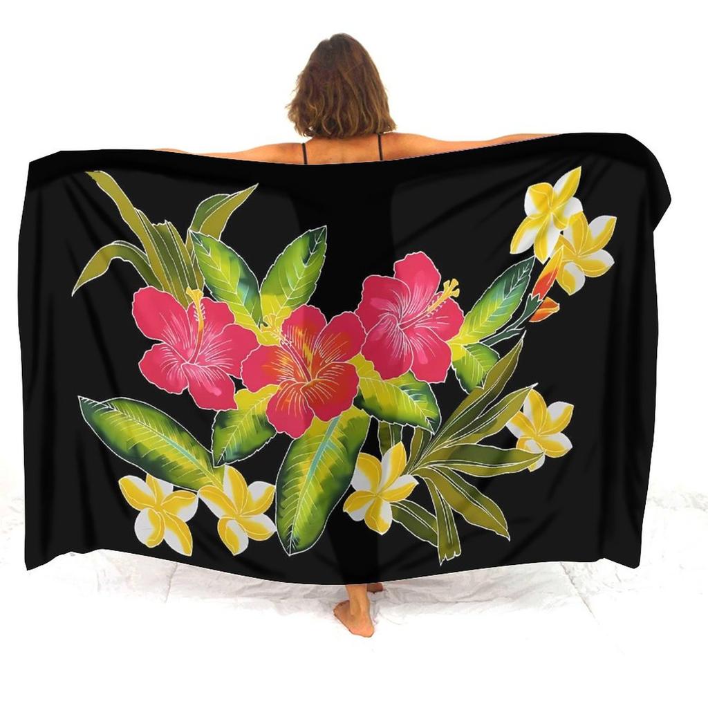 Bikini Coat Anti-Slip Sarong Hawaiian Vintage Pattern Custom Floral Print Polynesian Sarong Summer Beach Soft Shawl