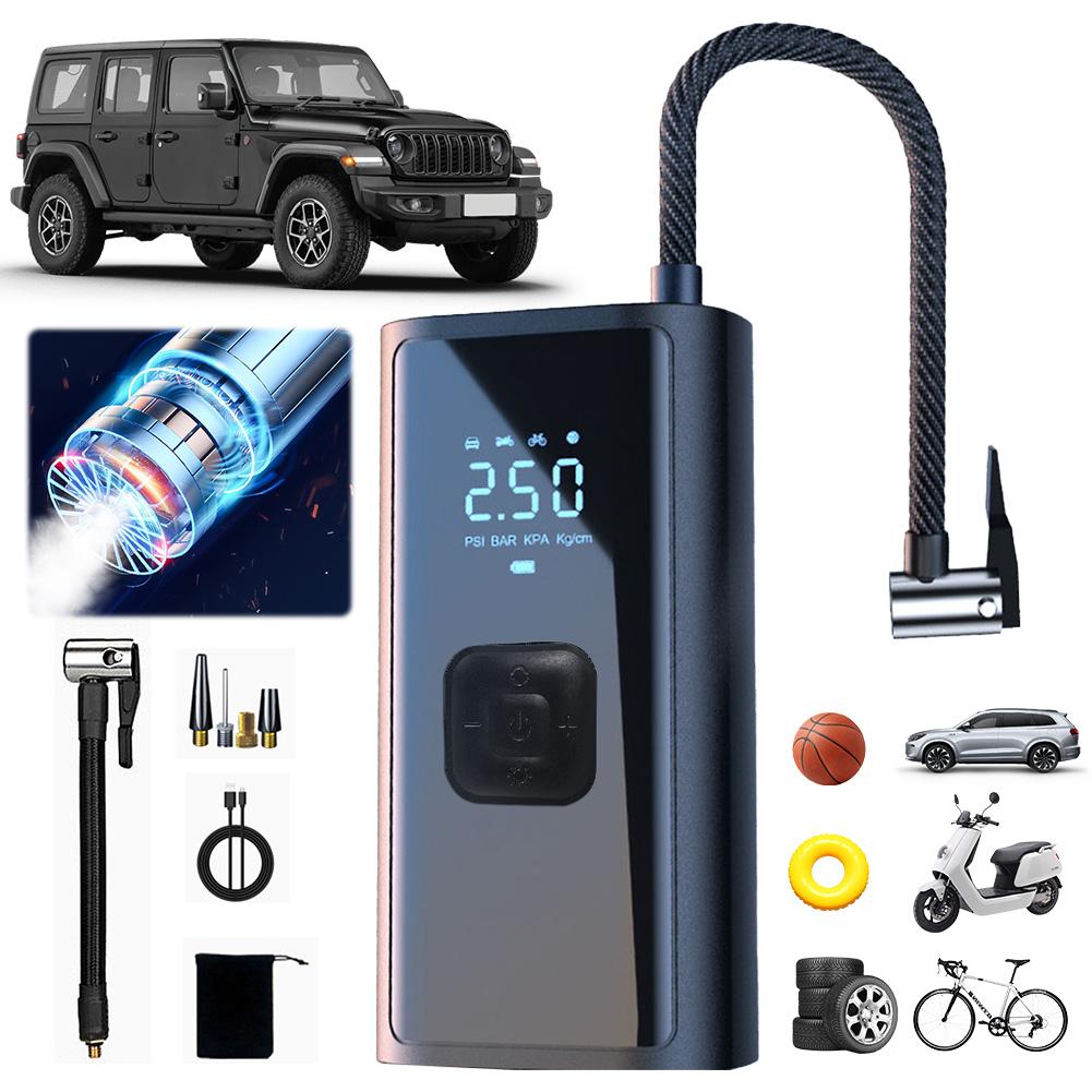 3-in-1 Car Wireless Air Pump with LED Light Portable Car Inflator Pump Bicycle Air Compressor for Automobile Bicycle Ball