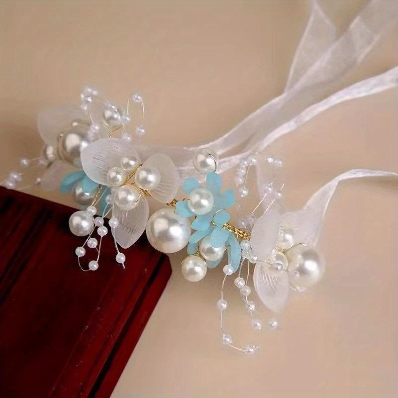 1pc Ethereal Headpiece - Ancient Chinese Hanfu Hair Accessory with Floral Braided Band, Pastel Floral Hairband for Women