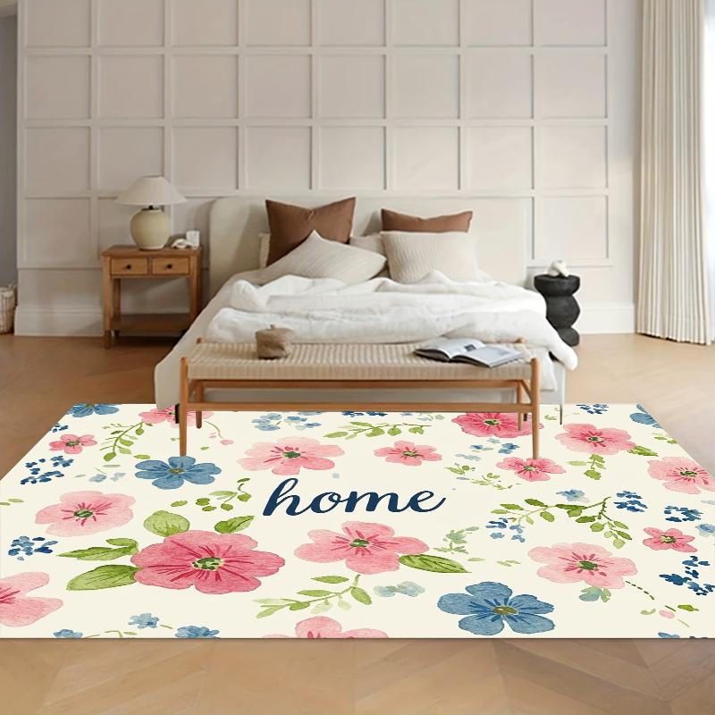 Non-Slip Entrance Rug Floral Watercolor Carpet Living Room Decoration Soft Kid's Play Floor Mat Durable Rugs for Bedroom Gift
