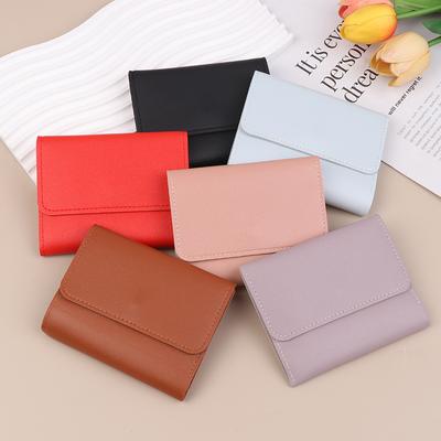 Multi-Card Slot Solid Color Leather Card Case Bank Card Credit Card Id Bus Card Holder Wallet For Women Travel Card Organizer