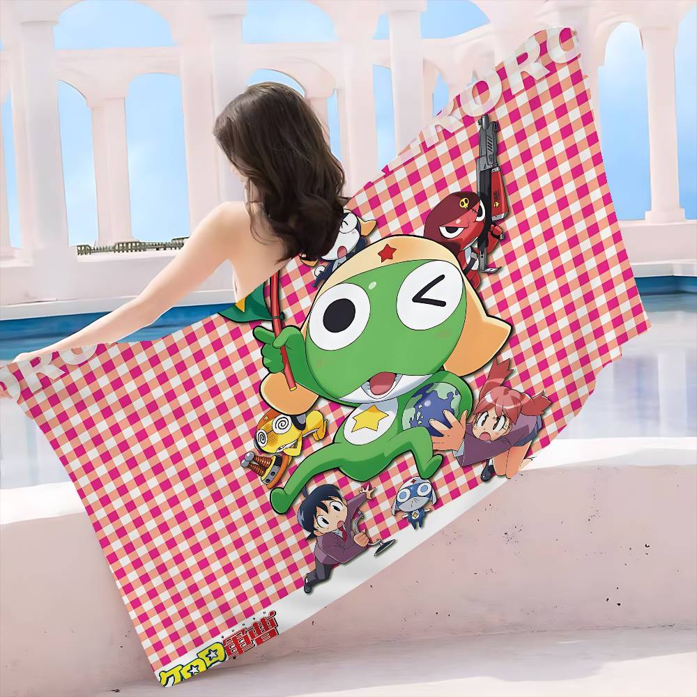 Keroro Frog Cool Gunsou Sergeant Beach Towel Colorful Bath Towels Microfiber Quick Dry Sand Free Beach Yoga Spa Gym Pool